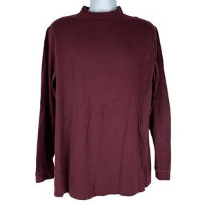 Croft & Barrow Long Sleeve Large Tall Mock Neck Top Burgundy